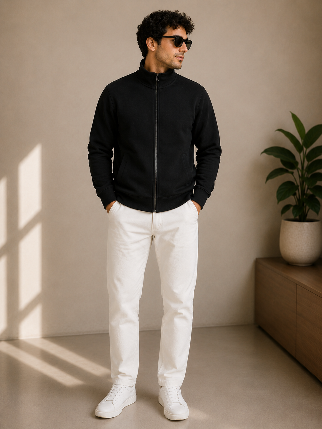 Black Mock Neck Jacket