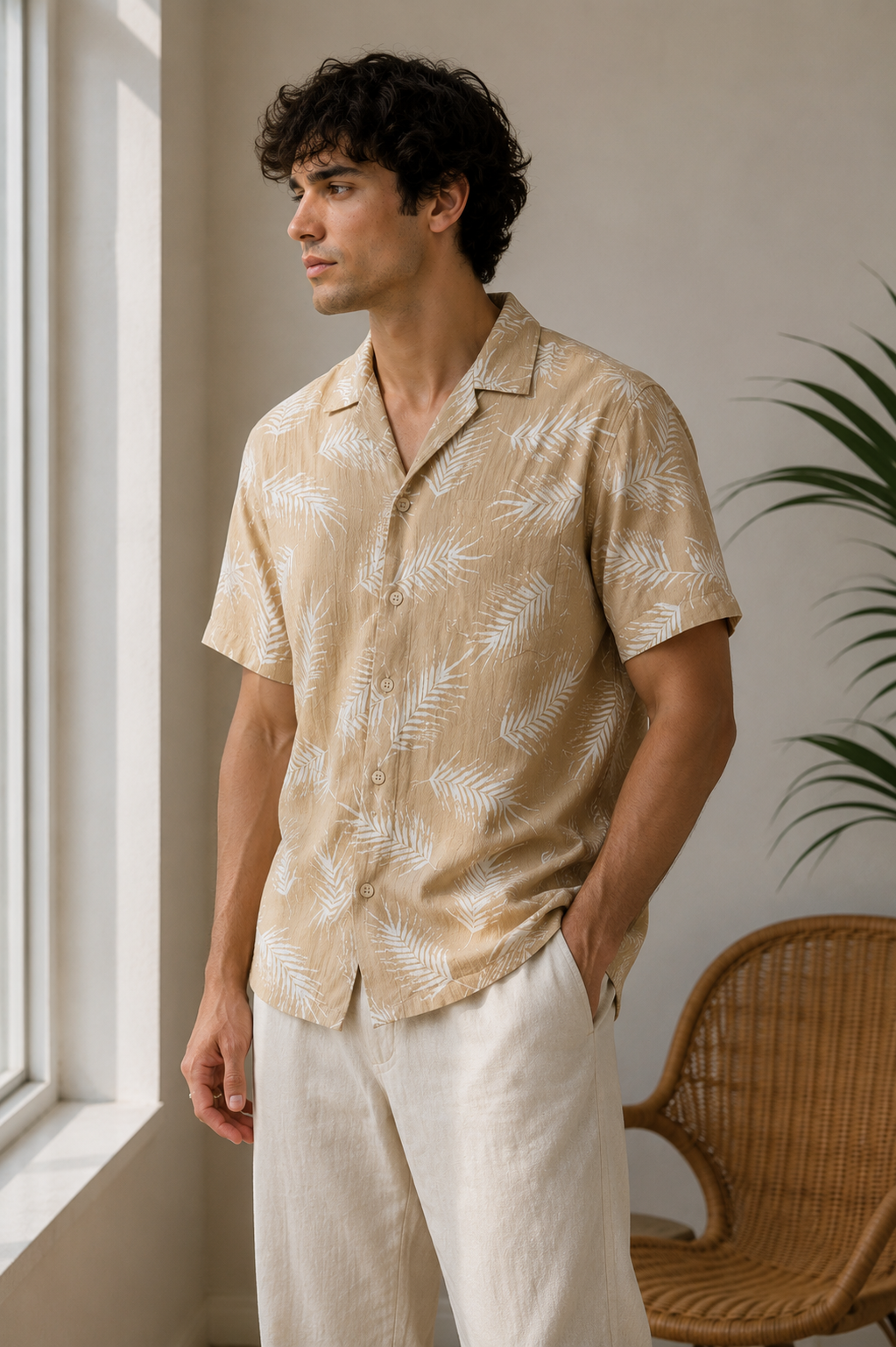 Printed Short Sleeves Button Up Shirts
