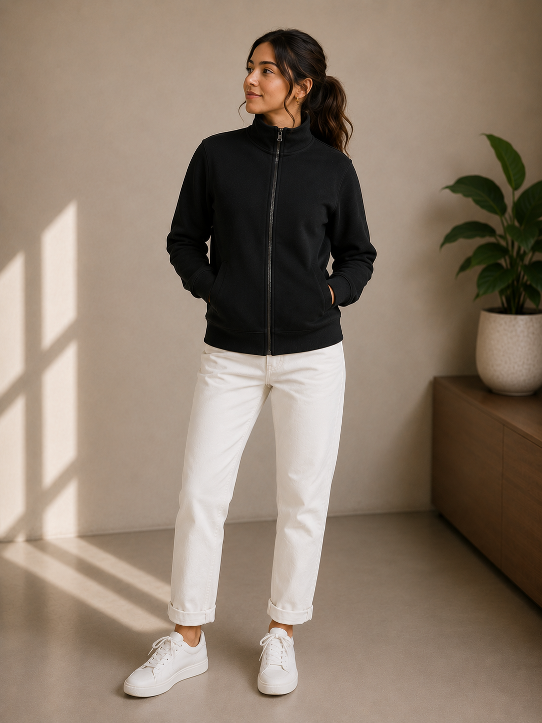 Women’s Black Mock Neck Jacket