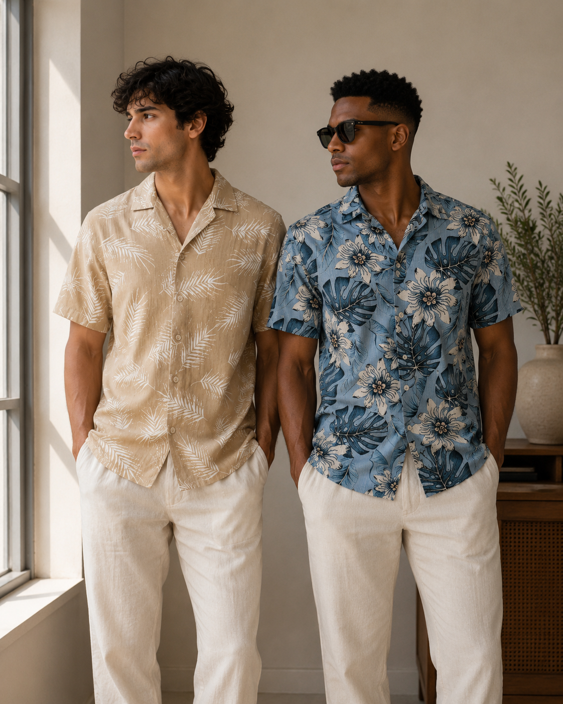 Printed Short Sleeves Button Up Shirts