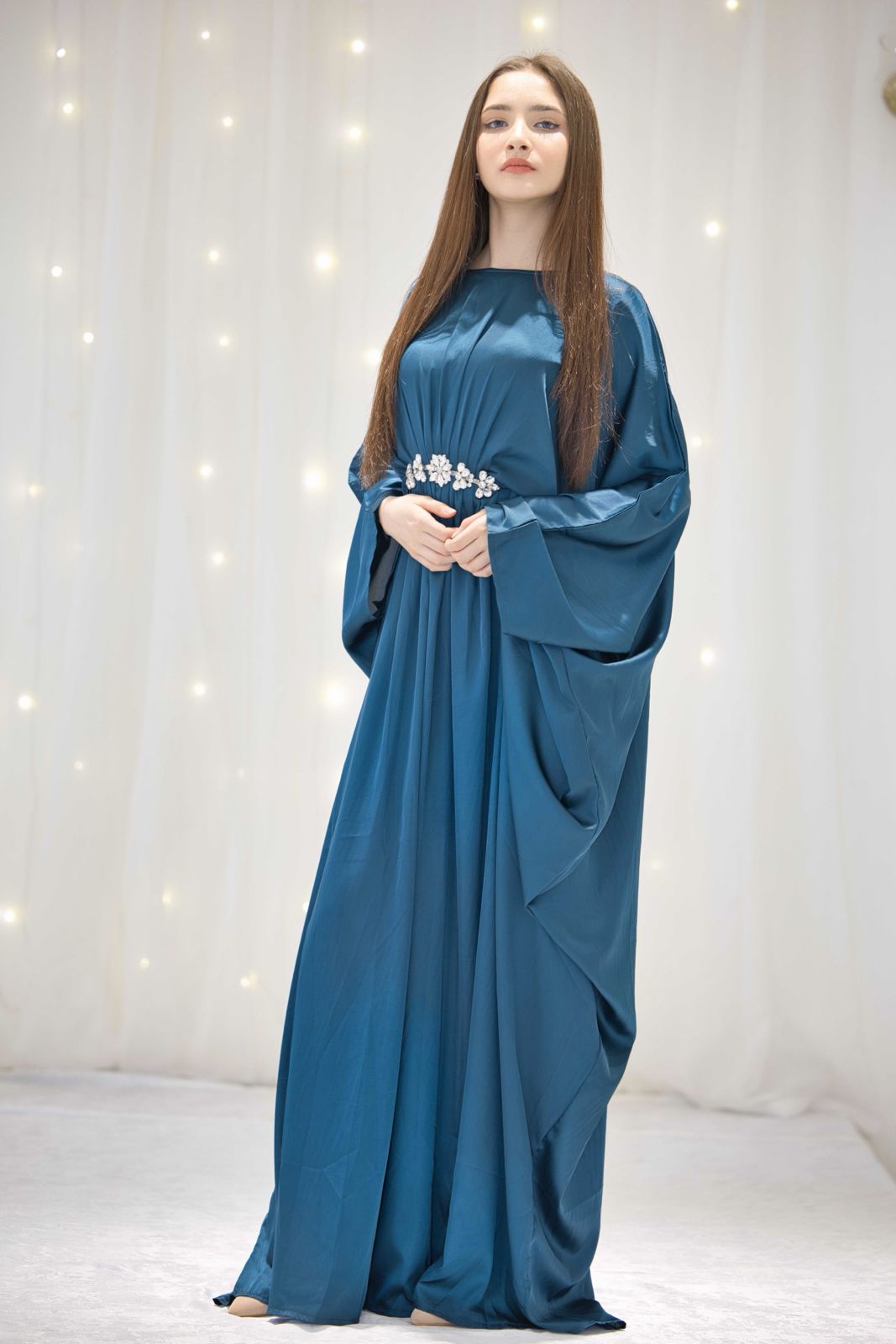 Rosae Butterfly Blue Beaded Abaya