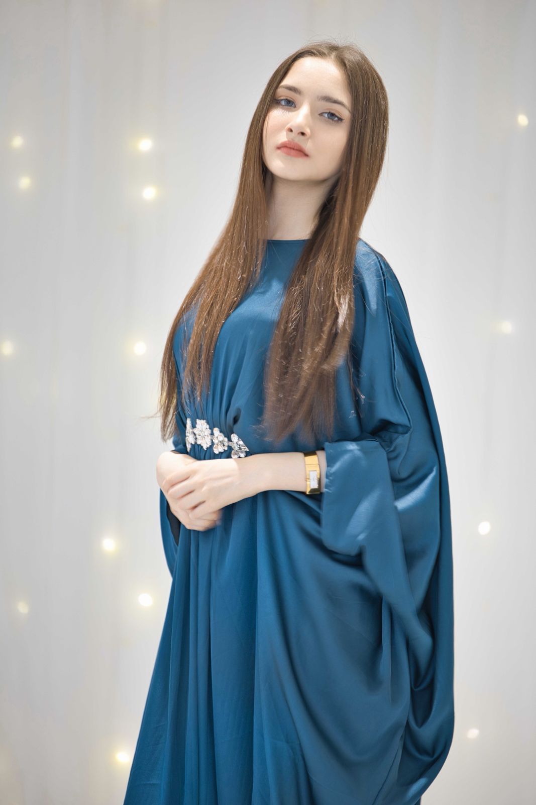 Rosae Butterfly Blue Beaded Abaya