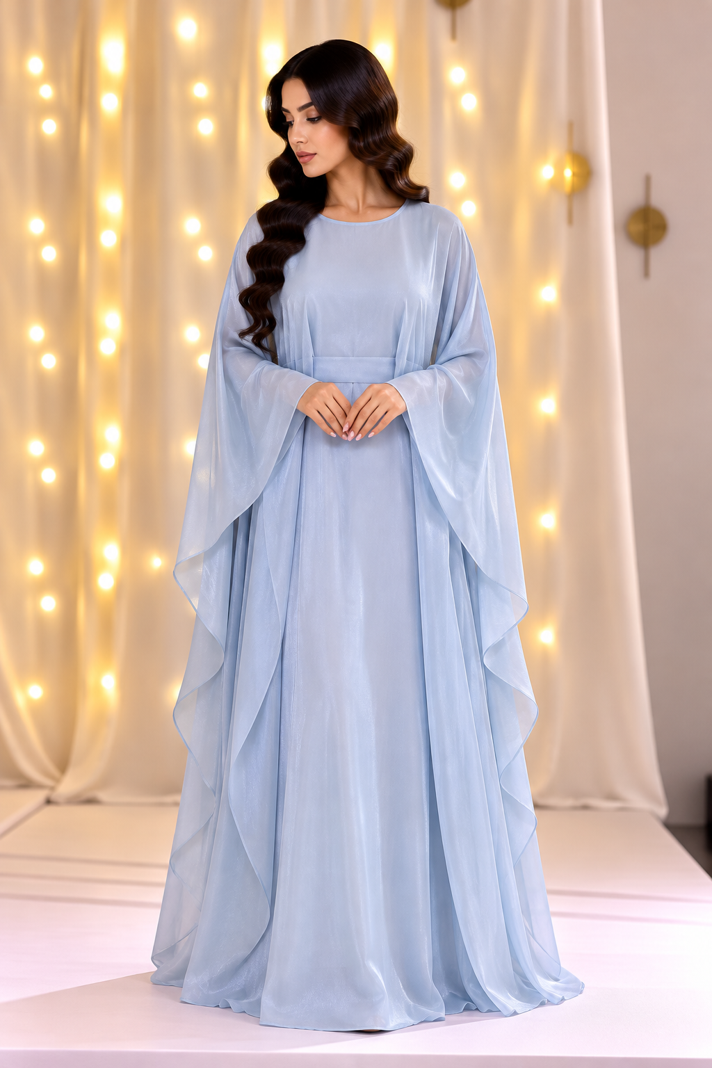 Celeste Light Blue Butterfly Abaya