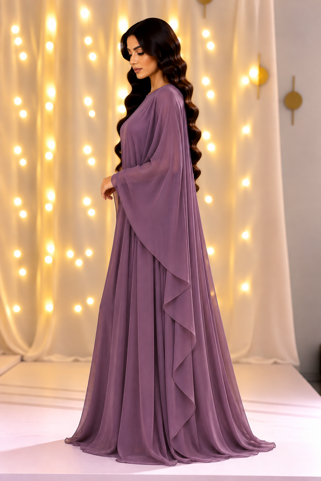 Celeste Purple Butterfly Abaya