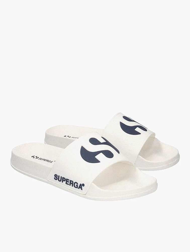 Superga 1908 Slide Logo White Navy
