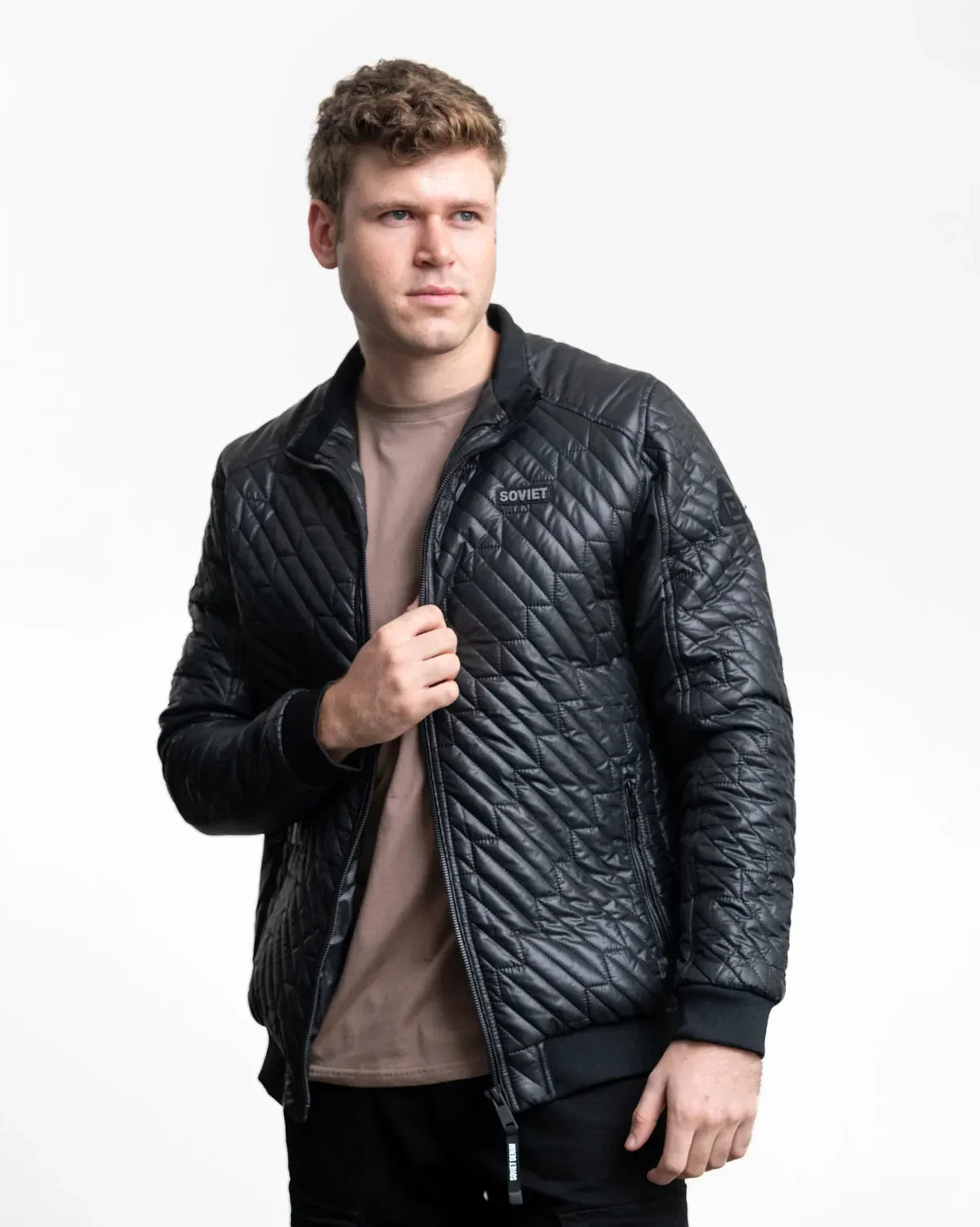Soviet Matt Black Quilted Puffer Jacket