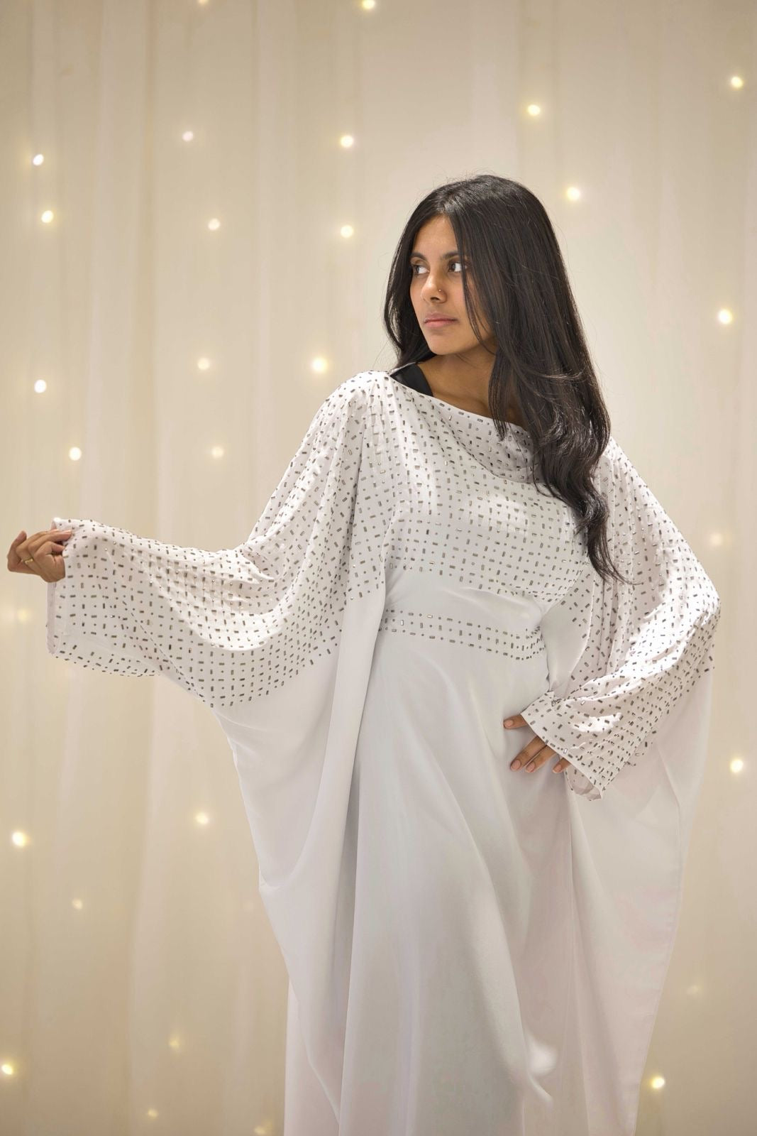 Maha White Butterfly Abaya – view 3