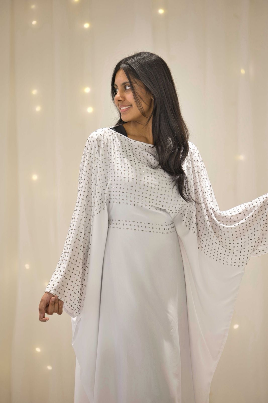 Maha White Butterfly Abaya – view 4