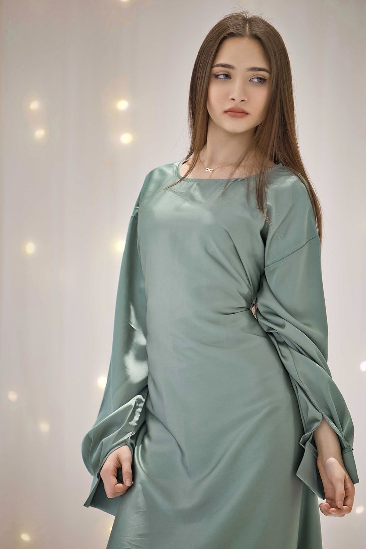 Mahira Sage Green Dress – view 2