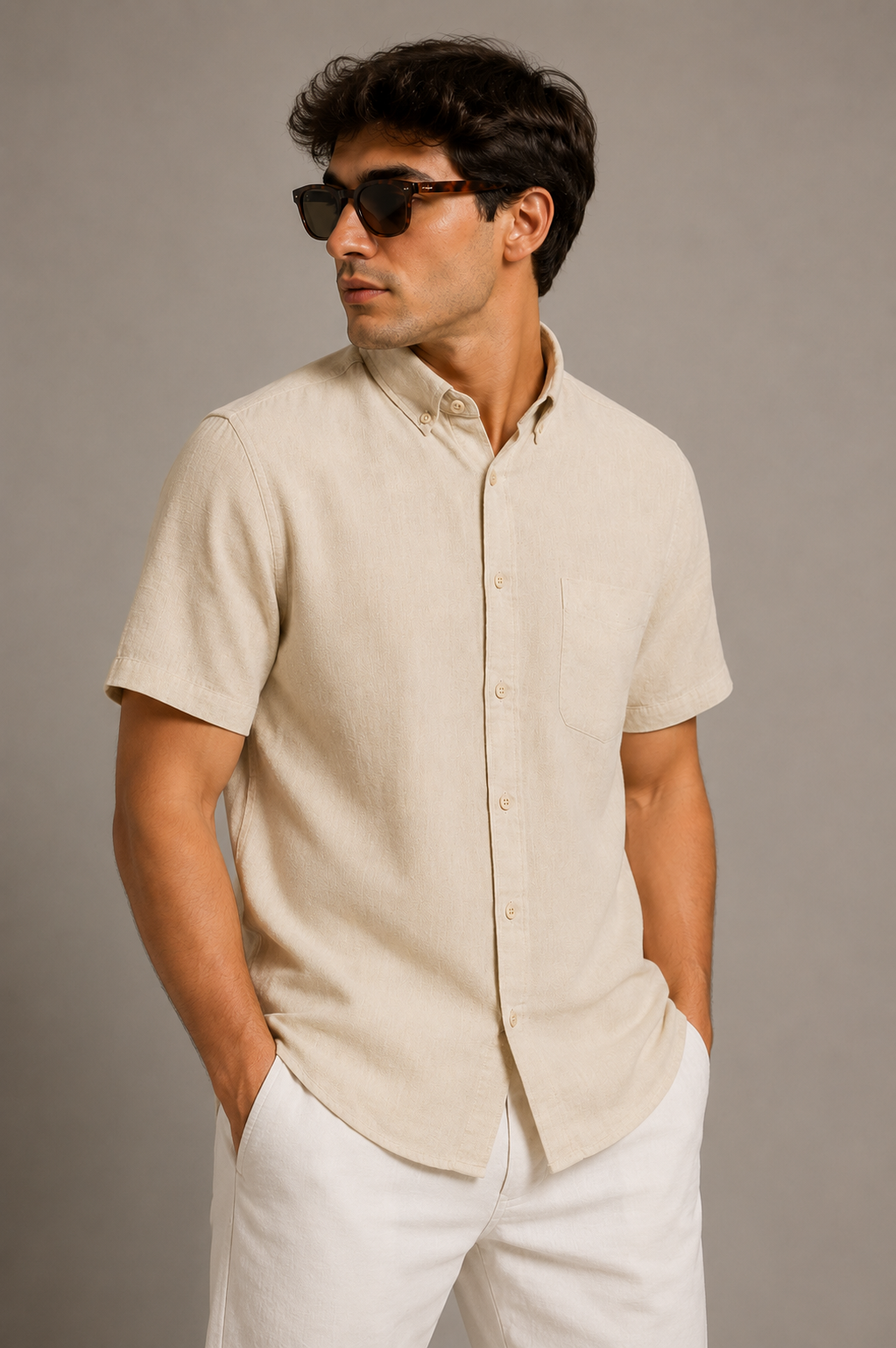 Bundle Deal Blue & Beige Button Up