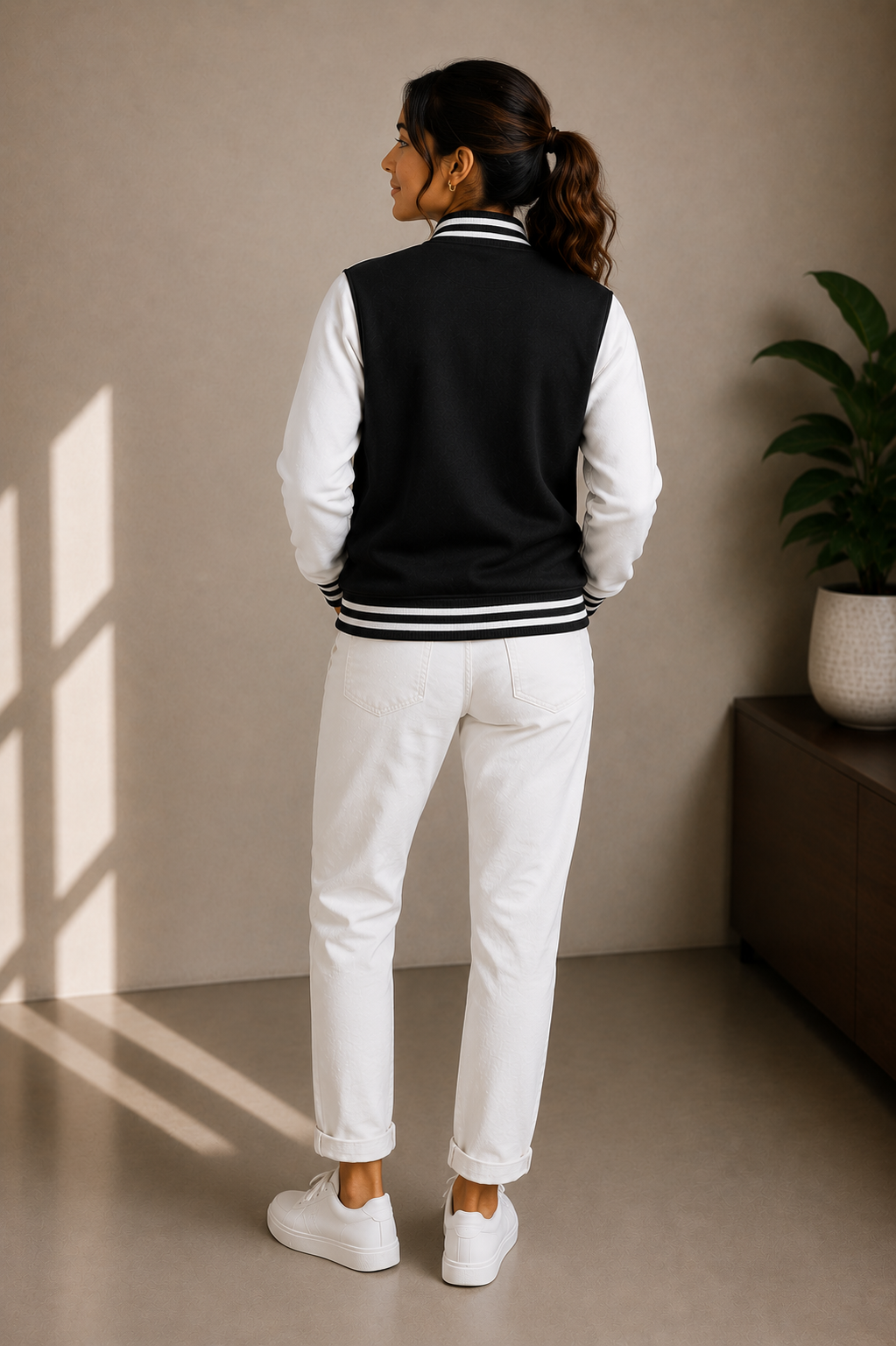 Women’s Baseball Black and White Jacket