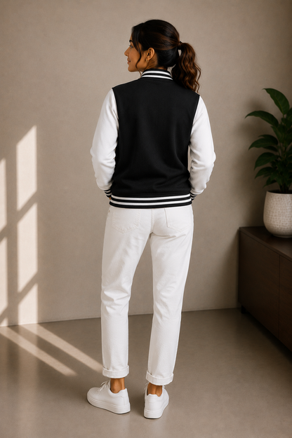 Women’s Baseball Black and White Jacket