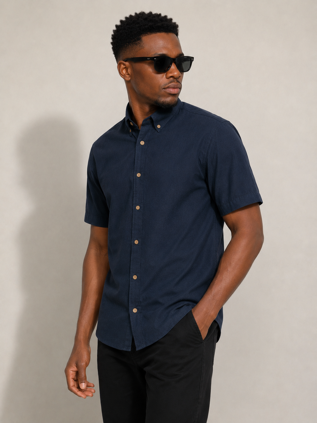 Bundle Deal Navy & White Short Sleeves Button Up Shirts