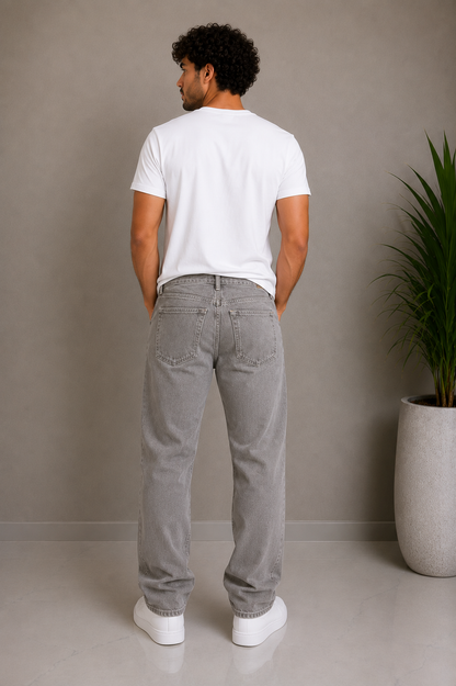 Grey Wide Leg Jeans