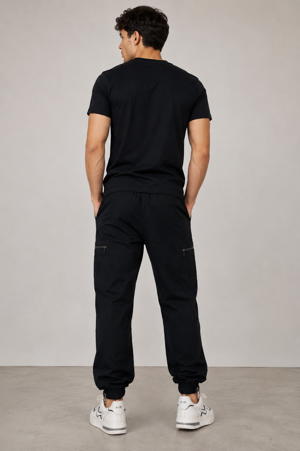 Black Zipper Pockets Cargo Joggers