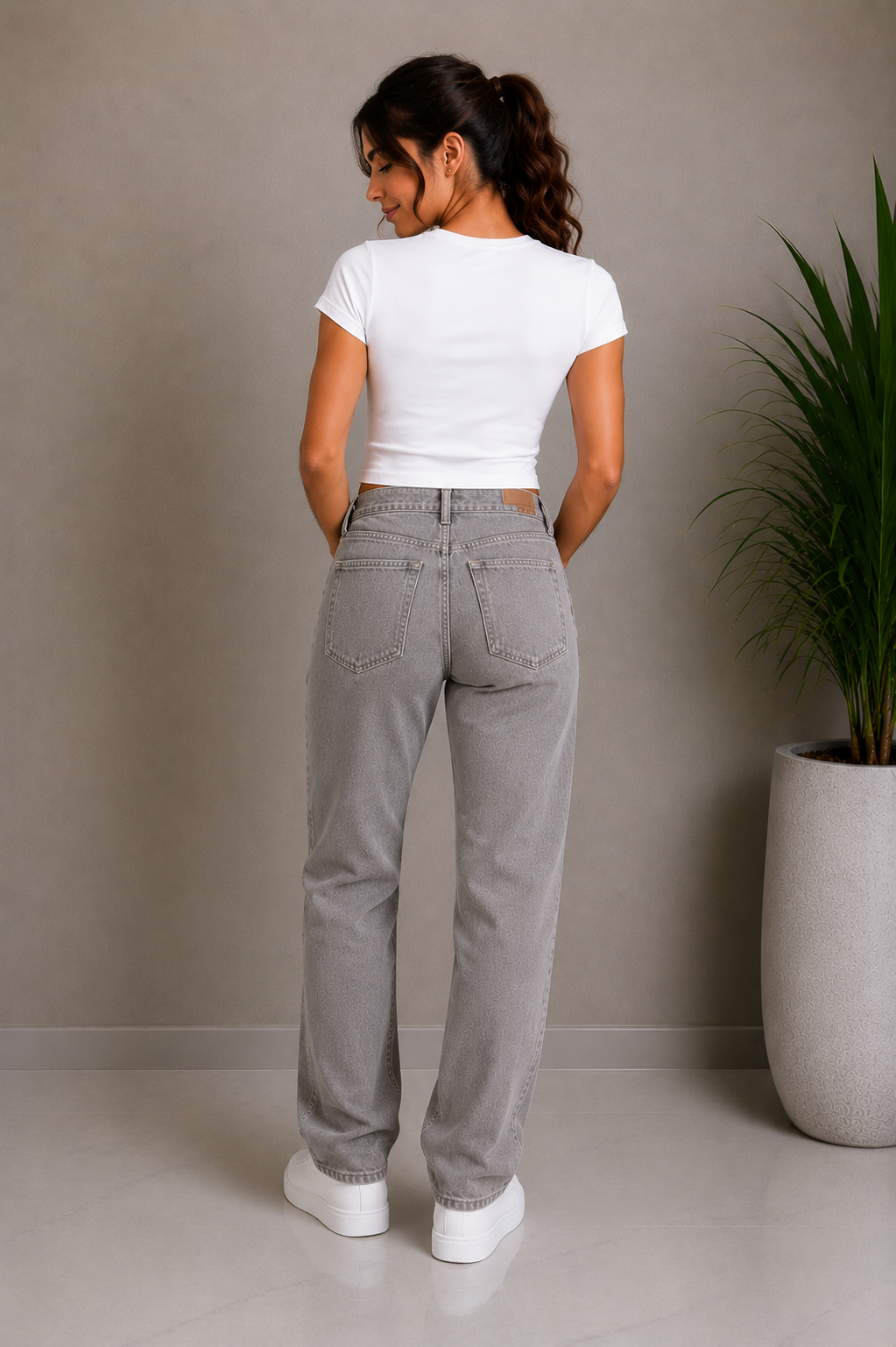 Women’s Grey Wide Leg Jeans