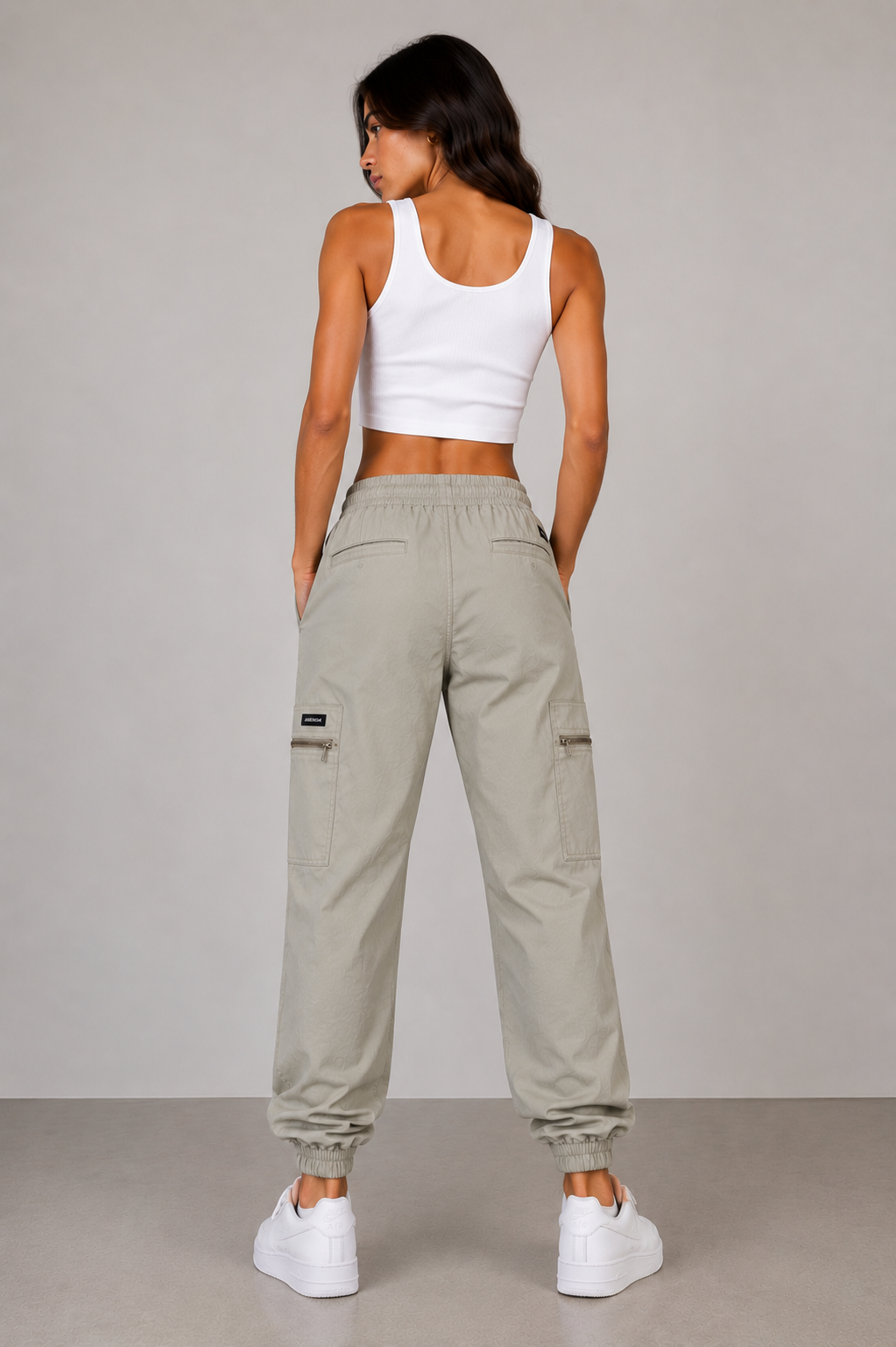 Women’s Grey Zipper Pockets Cargo Joggers