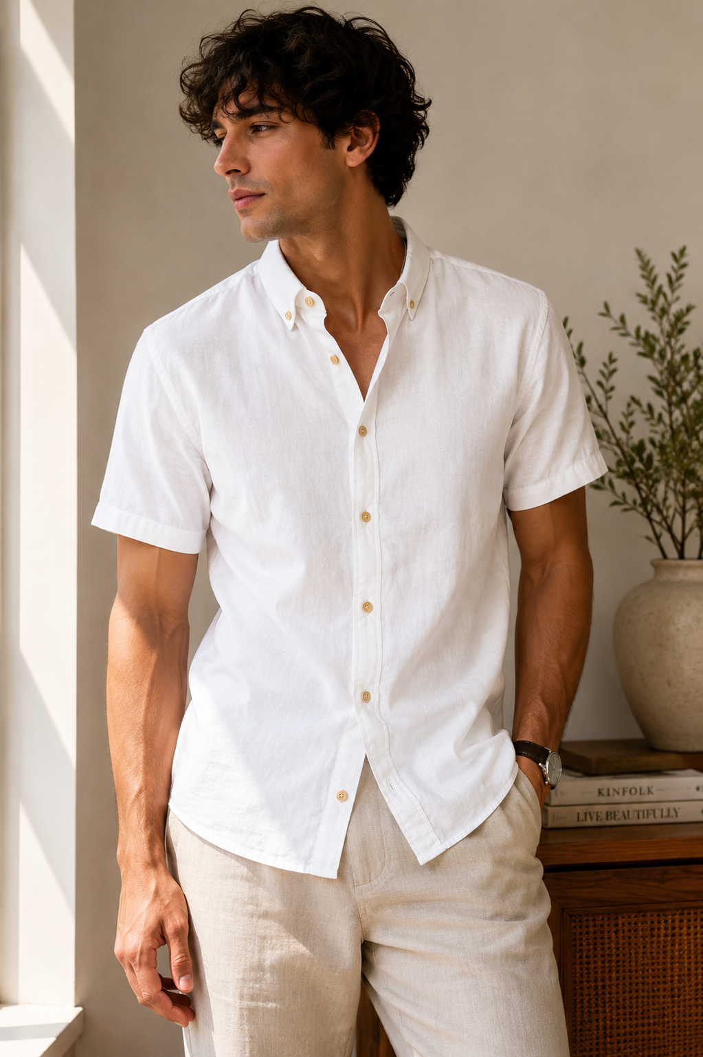 Bundle Deal Navy & White Short Sleeves Button Up Shirts