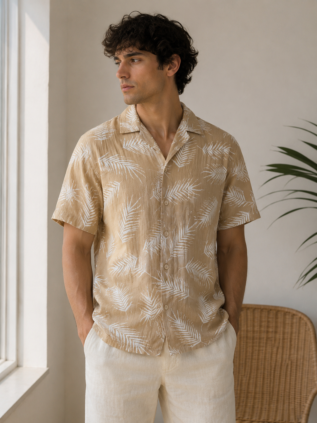 Printed Short Sleeves Button Up Shirts