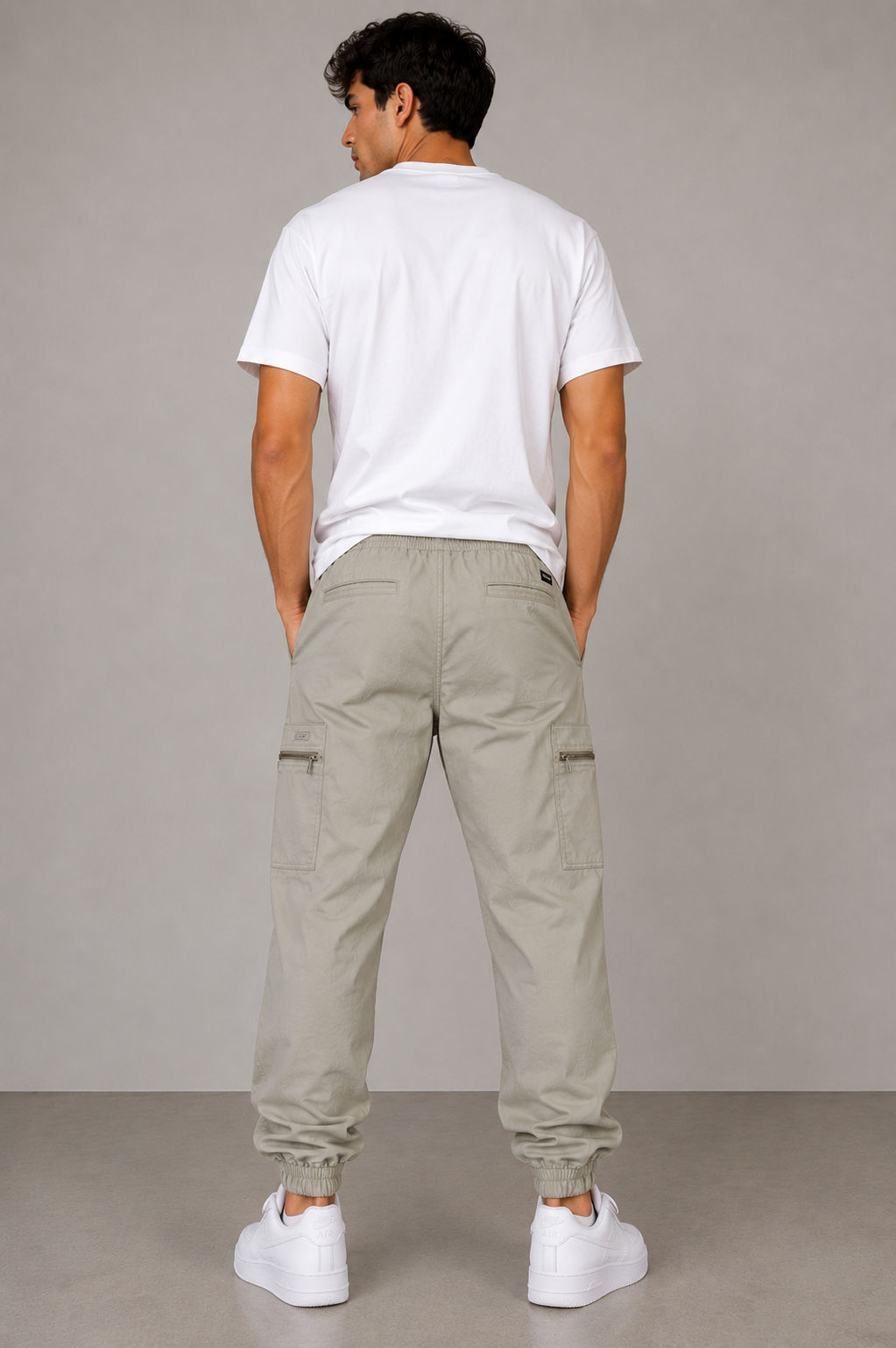 Grey Zipper Pockets Cargo Joggers
