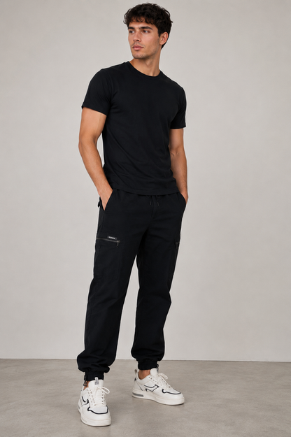 Black Zipper Pockets Cargo Joggers