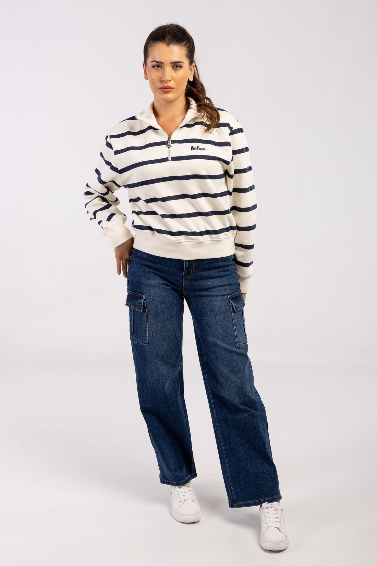 Lee Cooper Christine Cream Half Zip Sweatshirt