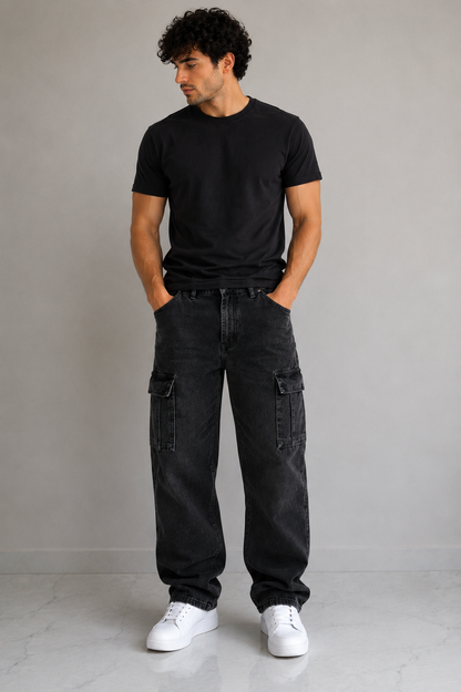 Black Cargo Jeans