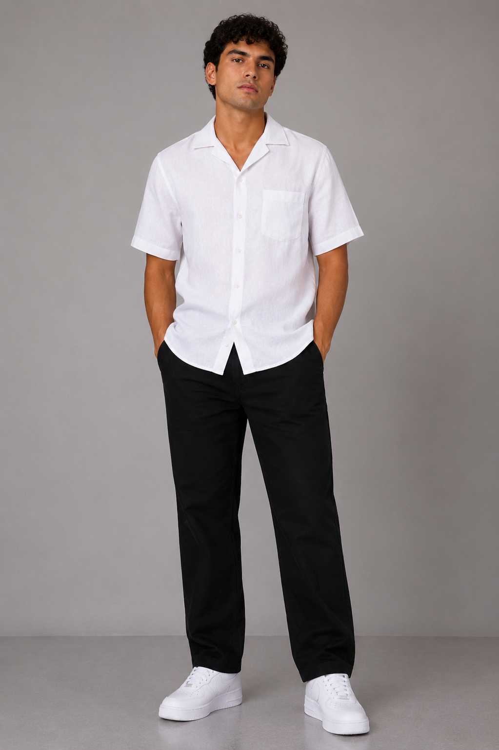 Bundle Deal Navy & White Short Sleeves Button Up Shirts