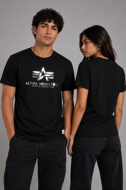 Alpha Industries Black Metallic Logo T