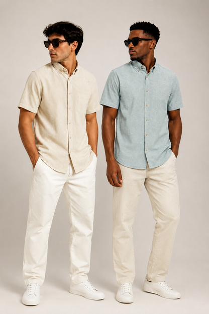 Bundle Deal Blue & Beige Button Up