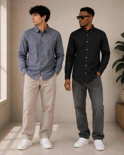 Bundle Deal Black & Blue Long Sleeves Button Up Shirt