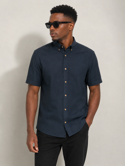 Bundle Deal Navy & White Short Sleeves Button Up Shirts