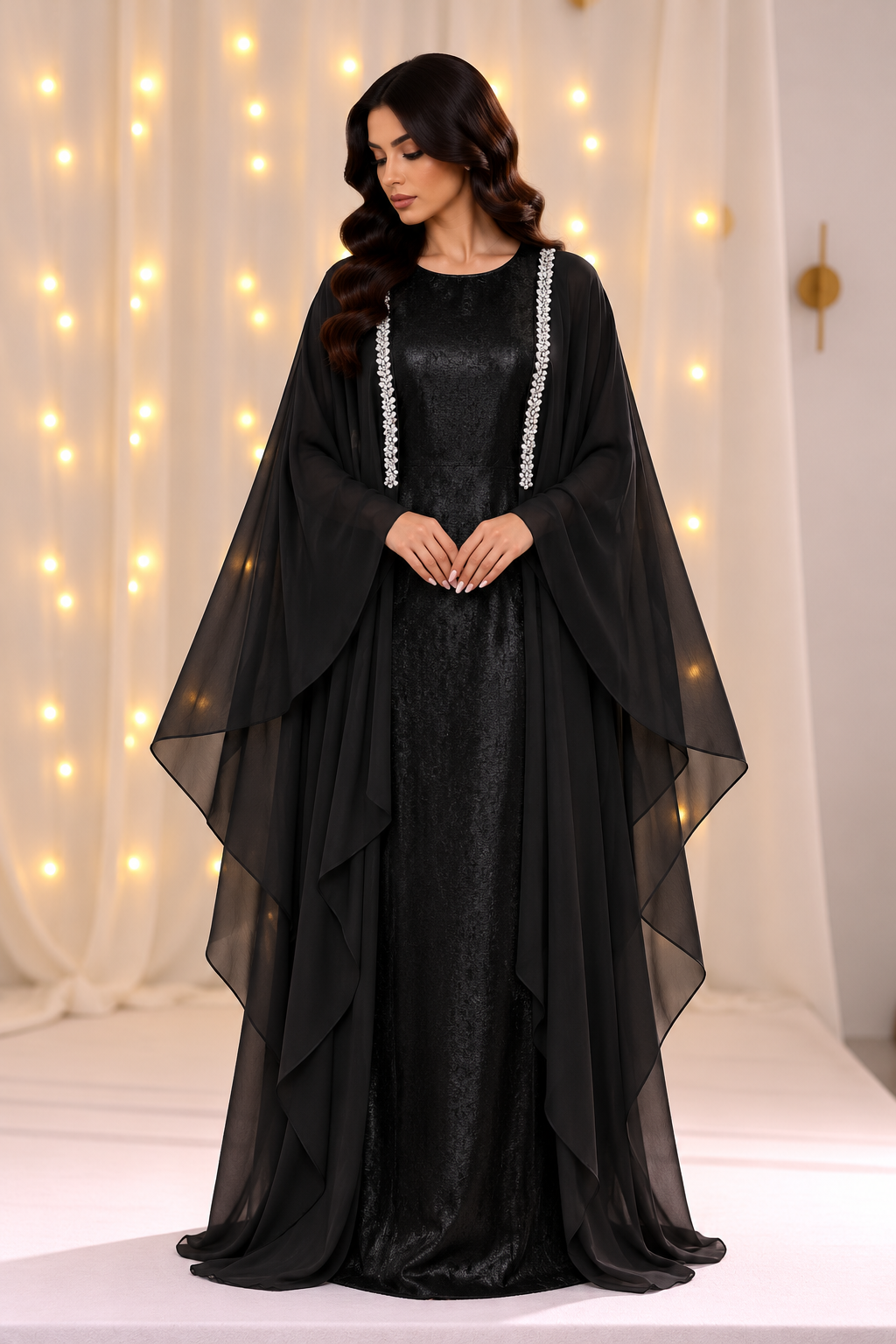 Rania Black Butterfly Beaded Abaya