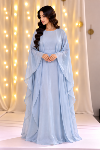 Celeste Light Blue Butterfly Abaya