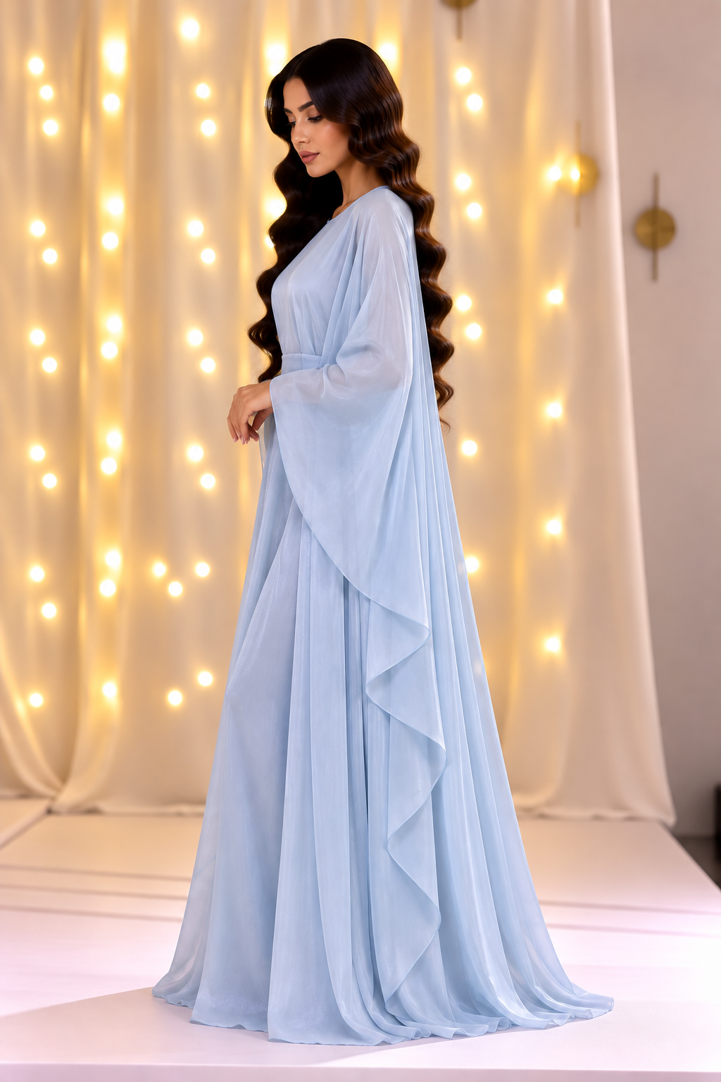 Celeste Light Blue Butterfly Abaya
