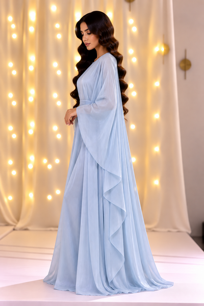 Celeste Light Blue Butterfly Abaya