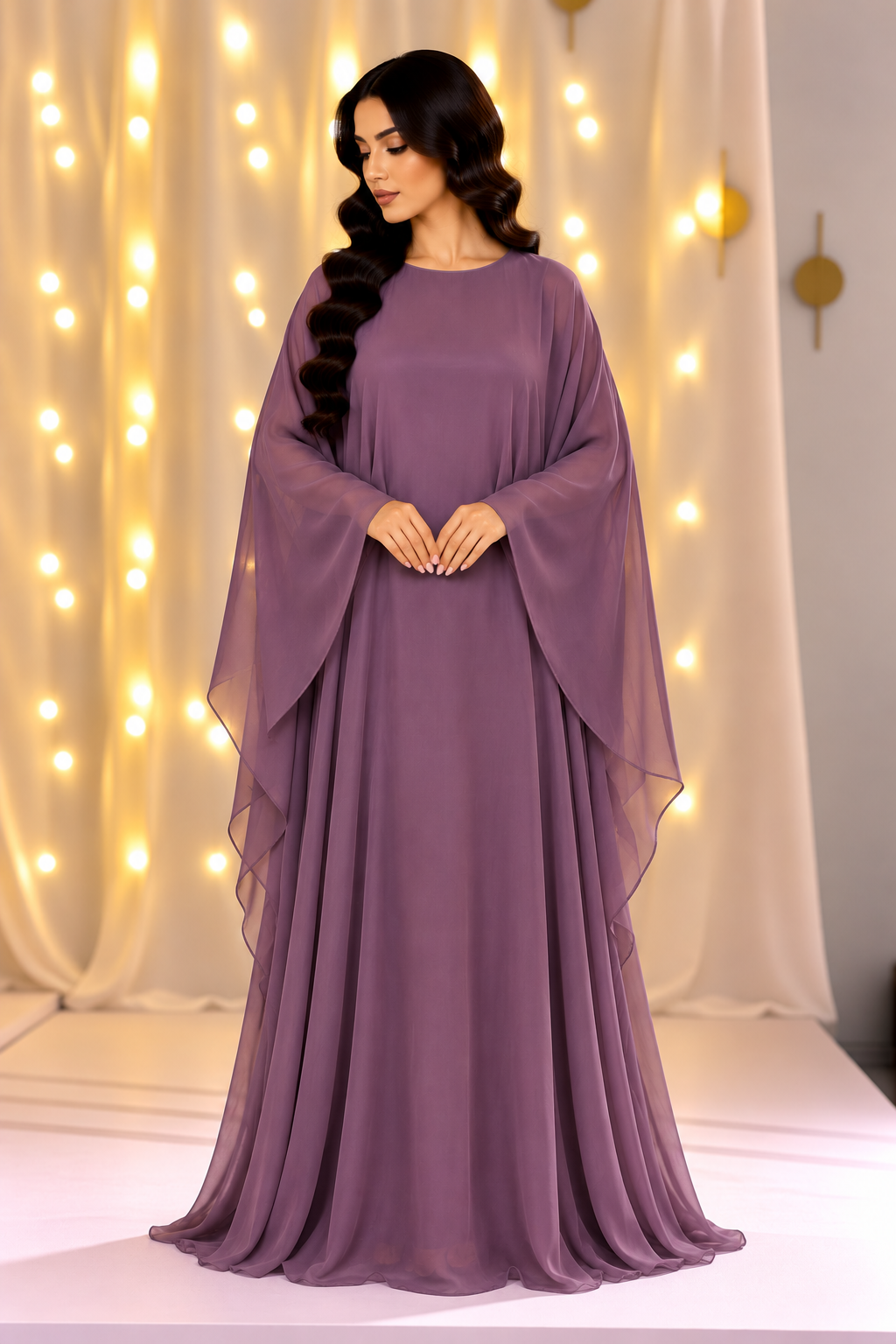 Celeste Purple Butterfly Abaya