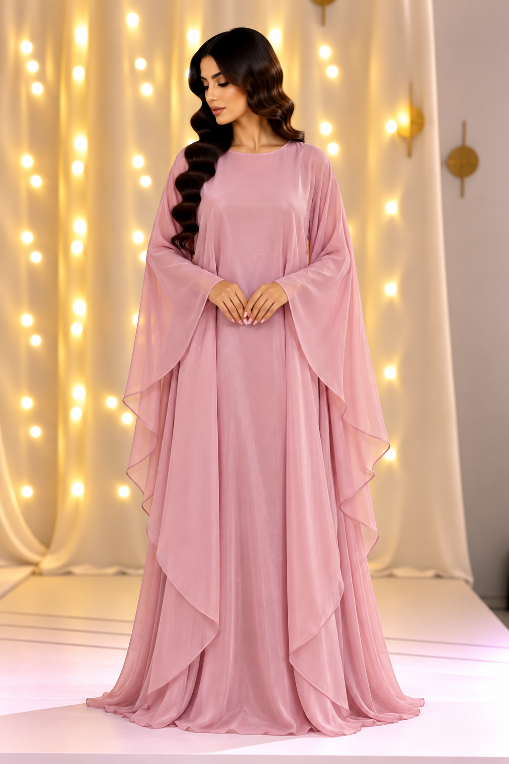 Celeste Pink Butterfly Abaya