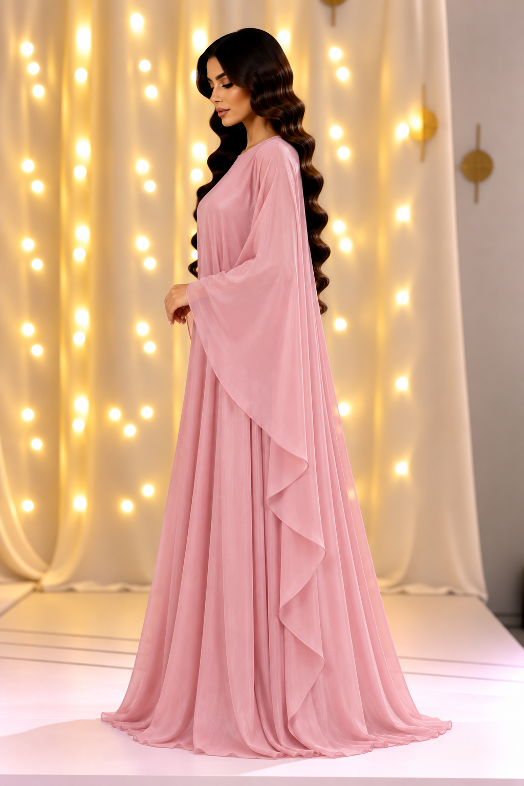Celeste Pink Butterfly Abaya