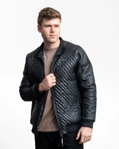 Soviet Matt Black Quilted Puffer Jacket