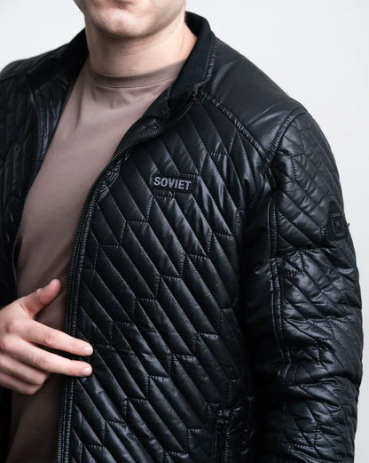Soviet Matt Black Quilted Puffer Jacket