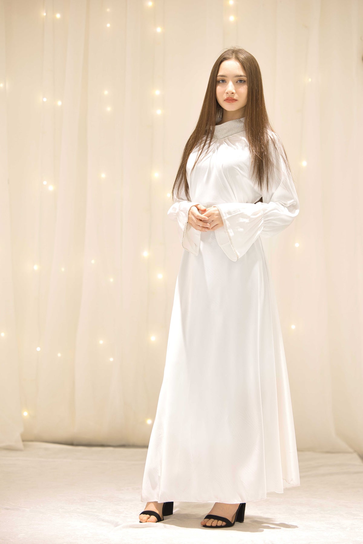 Amira White Bedazzled Dress – view 3
