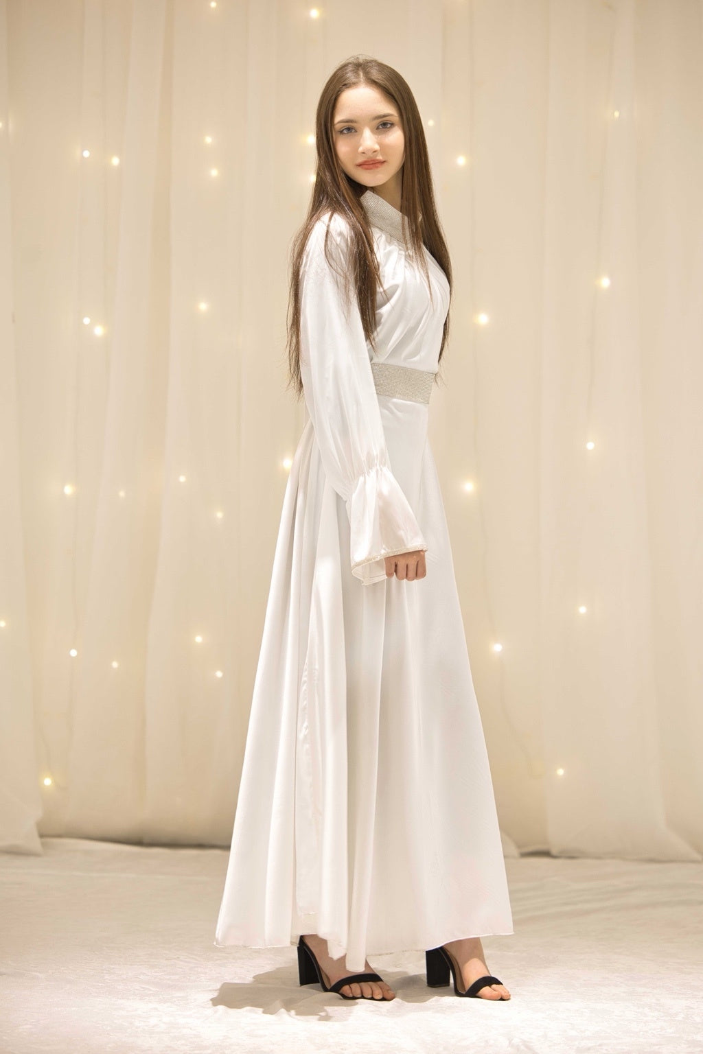 Amira White Bedazzled Dress – view 4