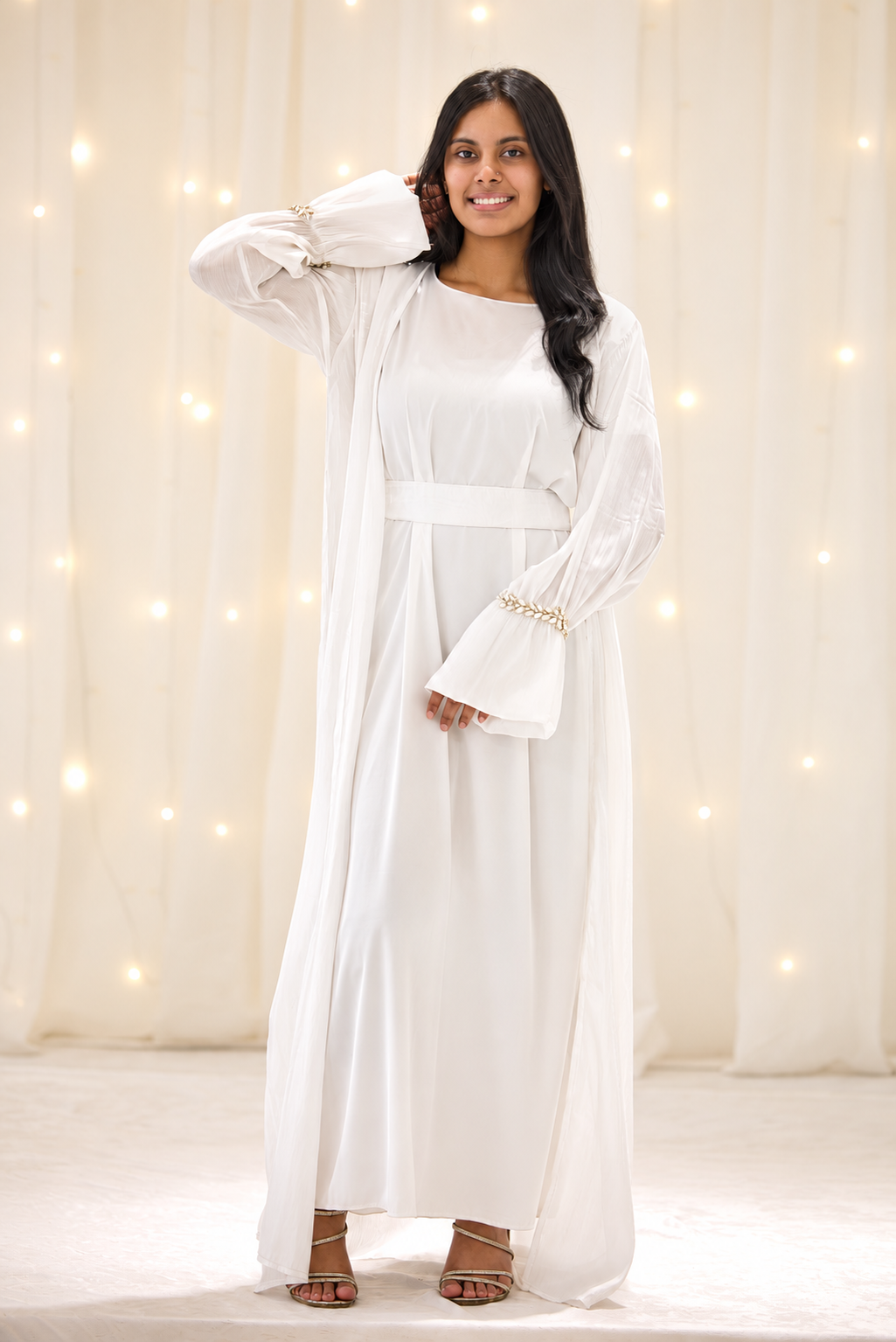 Aurora White Open Abaya – view 2