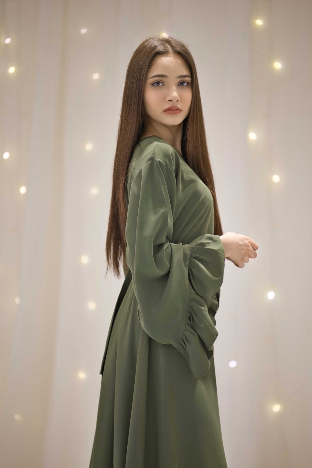 Dima Green Ruffle Dress Abaya – view 2