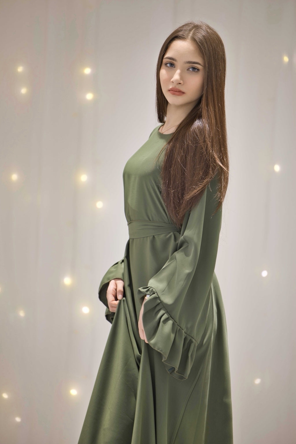 Dima Green Ruffle Dress Abaya – view 3