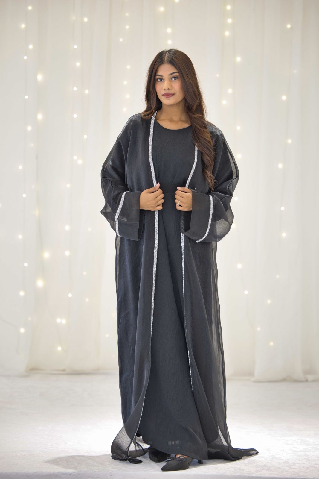 Haya Black Open Abaya – view 3