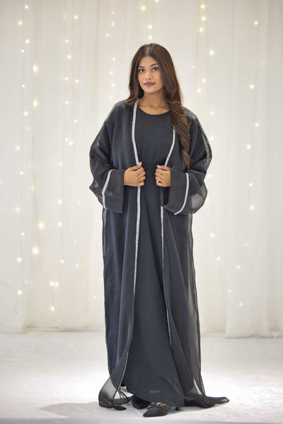 Haya Black Open Abaya – view 3