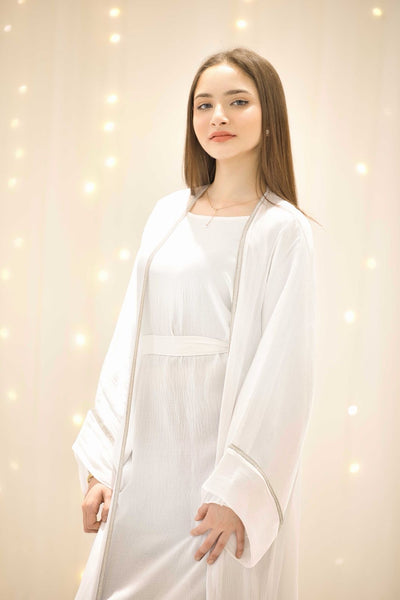 Layali White Open Abaya – view 2