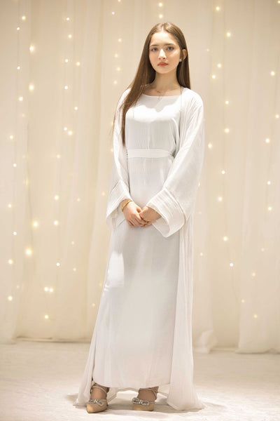 Layali White Open Abaya – view 4